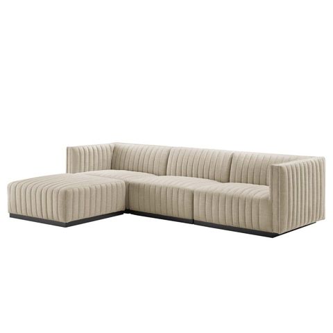 Modular Sectional Sofa Couch, Beige Black, Fabric, French Living Lounge ... regarding How a Black and Gray Fabric Modular Sofa Can Transform Your Living Space into a French Lounge